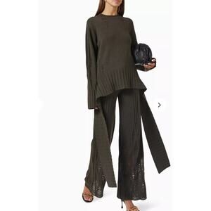 DION LEE Distressed Cashmere-blend Sweater in Shadow Green (Size US 8)